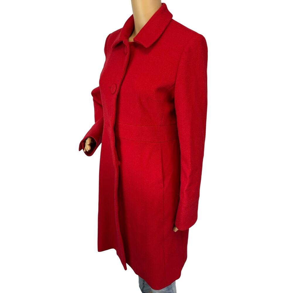 J. Crew Vintage Pure Wool Classic Lady Day Coat Red 86707 Size 6 - Picture 4 of 11